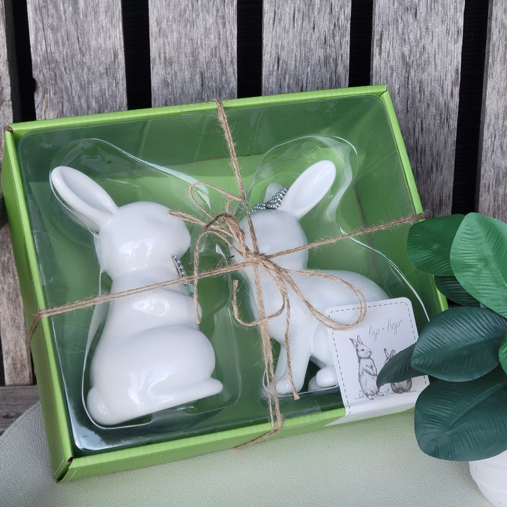 White Ceramic Bunny Figurines Set - Picture 8 of 8